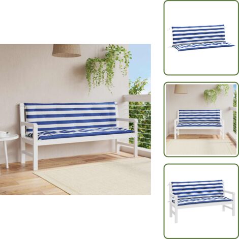Cuscino per panca - vidaXL Cuscini Panca Giardino 2pz Righe Bianche Blu 150x50x7cm Tessuto - Cuscino per seduta