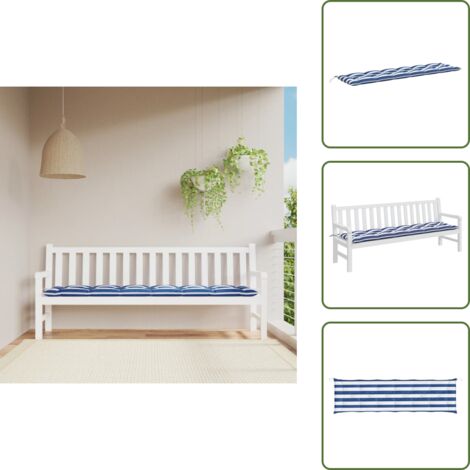 Cuscino per panca - vidaXL Cuscino Panca Giardino Righe Bianche e Blu 200x50x7 cm Tessuto - Cuscino per soggiorno