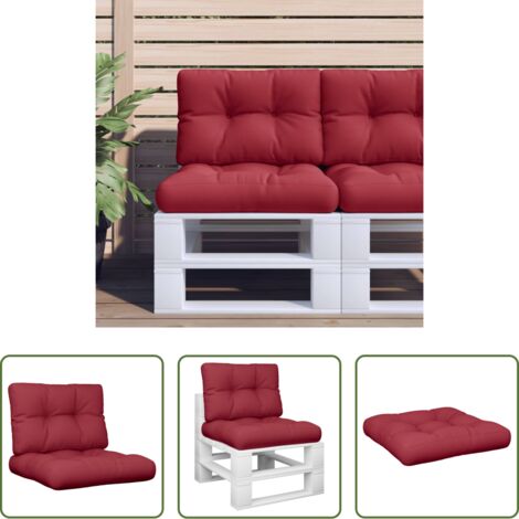 Cuscino per patio -  Cuscini per Pallet 2 pz Rosso Vino in Tessuto