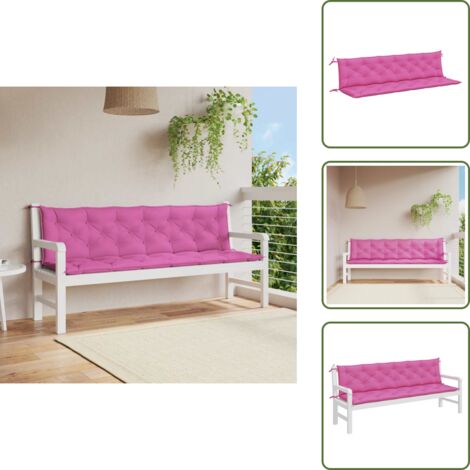 Cuscino per patio - vidaXL Cuscini per Panca da Giardino 2 pz Rosa 200x50x7 cm in Tessuto - Cuscino per soggiorno