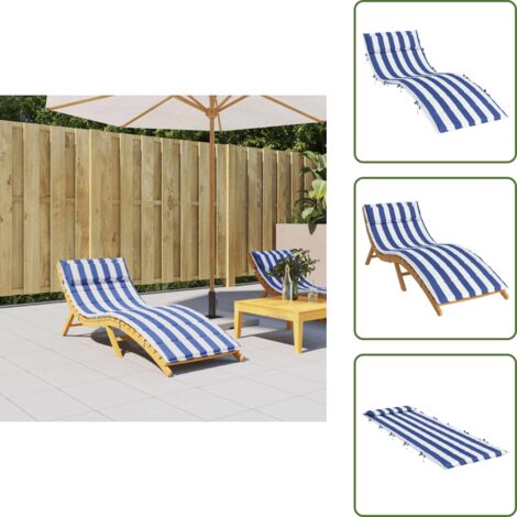 Cuscino per patio - vidaXL Cuscino per Lettino Righe Bianche e Blu 180x60x4 Tessuto Oxford - Cuscino in tessuto Oxford