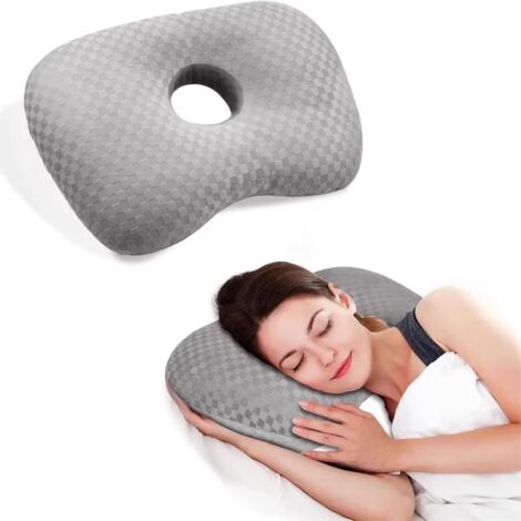 Cuscino per piercing all'orecchio, cuscini per piercing con foro da 8,9 cm, cuscino per foro auricolare per orecchie laterali e sollievo dal dolore, grigio