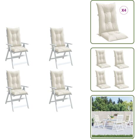 Cuscino per schiena - vidaXL Cuscini Sedia Schiena Alta 4 Crema Mélange 120x50x7 Tessuto - Cuscino da esterno