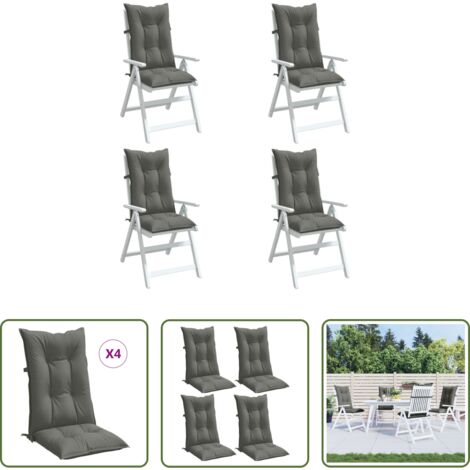 Cuscino per schienale -  Cuscini Sedia Schiena Alta 4 Grigio Mélange 120x50x7 Tessuto