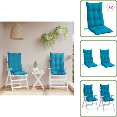 Cuscino per schienale - vidaXL Cuscini Sedia con Schienale Alto 2 pz Blu Chiaro Tessuto Oxford - Cuscino da giardino