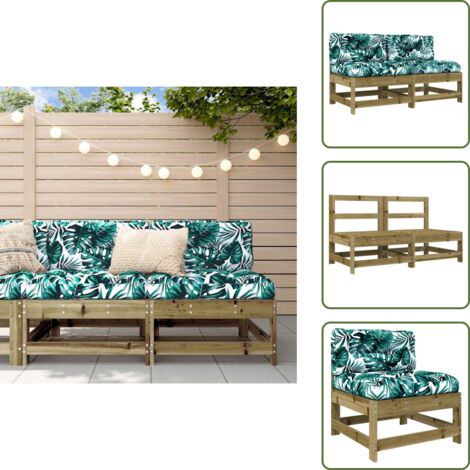 Cuscino per schienale - vidaXL Divani Centrali con Cuscini 2 pz in Legno Impregnato di Pino - Legno impregnato