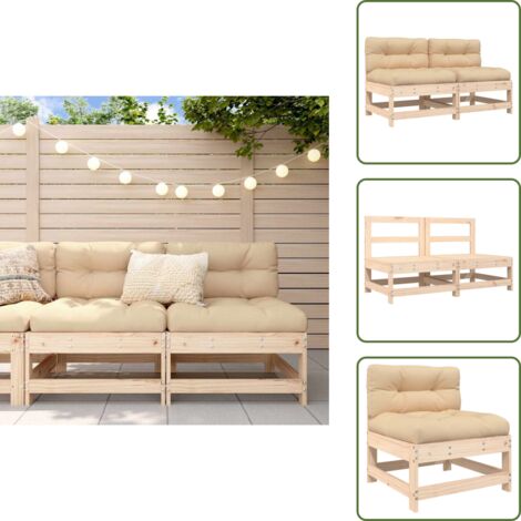 Cuscino per schienale - vidaXL Divani Centrali con Cuscini 2 pz in Legno Massello di Pino - Divano in legno