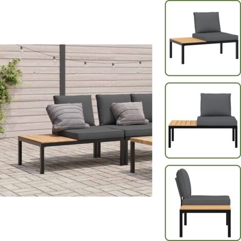 Cuscino per schienale - vidaXL Panca da Giardino con Cuscini Nera in Alluminio - Alluminio