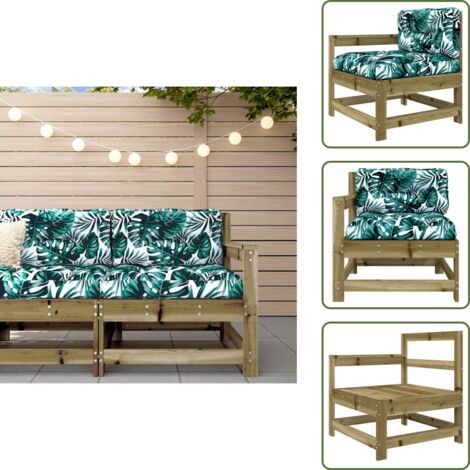 Cuscino per schienale - vidaXL Sedia da Giardino con Cuscini in Legno Impregnato di Pino - Sedia da patio
