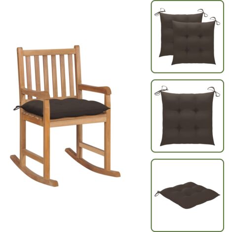 Cuscino per sedia a dondolo - vidaXL Sedia a Dondolo con Cuscino Talpa in Legno di Teak - Sedia a dondolo con cuscino