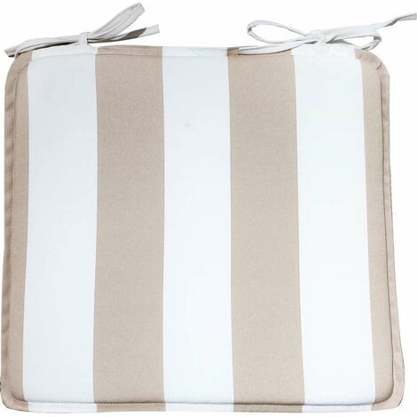 Cuscino per Sedia a Righe Beige - Esterno - 43x41 cm