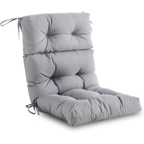 Cuscino per sedia con schienale alto per uso interno/esterno – Seduta/schienale in schiuma ad alta resilienza, impermeabile e resistente alle intemperie, adatto per mobili da esterno, grigio