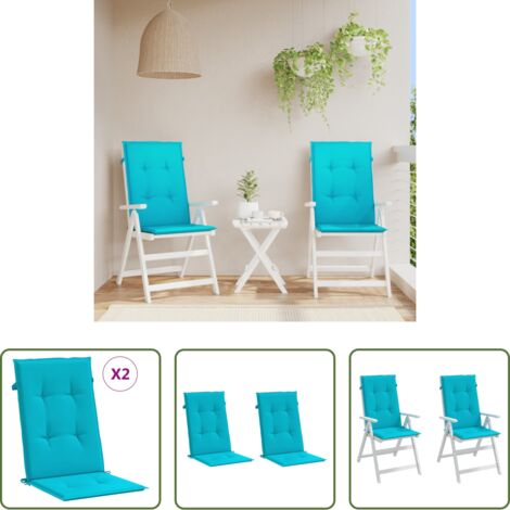 Cuscino per sedia -  Cuscini per Sedia con Schienale Alto 2 pz Turchese in Tessuto