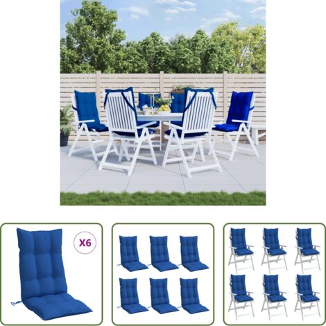 Cuscino per sedia -  Cuscini Sedia con Schienale Alto 6 pz Blu Reale Tessuto Oxford