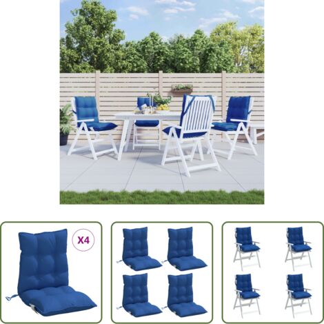Cuscino per sedia -  Cuscini Sedia con Schienale Basso 4 pz Blu Reale Tessuto Oxford