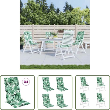 Cuscino per sedia -  Cuscini Sedia Schienale Alto 4 pz Motivo Foglie Tessuto Oxford