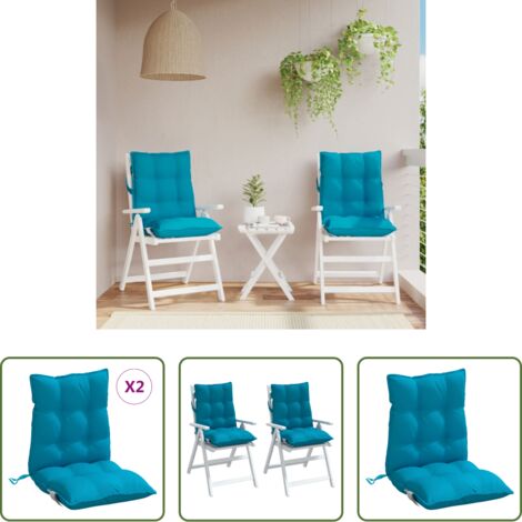 Cuscino per sedia -  Cuscini Sedia Schienale Basso 2 pz Azzurro in Tessuto Oxford