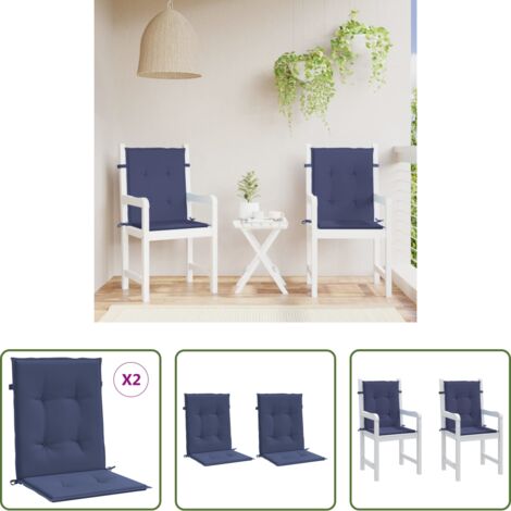 Cuscino per sedia -  Cuscini Sedia Schienale Basso 2 pz Blu Marino in Tessuto