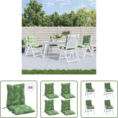 Cuscino per sedia -  Cuscini Sedia Schienale Basso 4 pz Motivo Foglie Tessuto Oxford