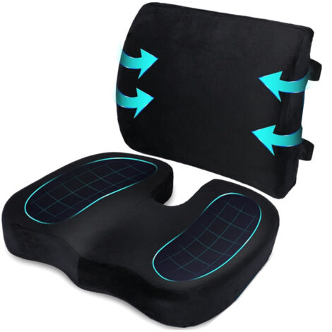 Cuscino per sedia, cuscino lombare, cuscino lombare per sedia da ufficio, cuscino in memory foam, antiscivolo per sedile e schienale da gioco, cuscino per sedile
