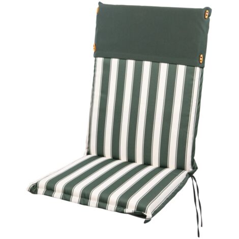 cuscino per sedia da esterno con schienale alto e fantiasia a righe verdi, 47x68,5x2,5 cm