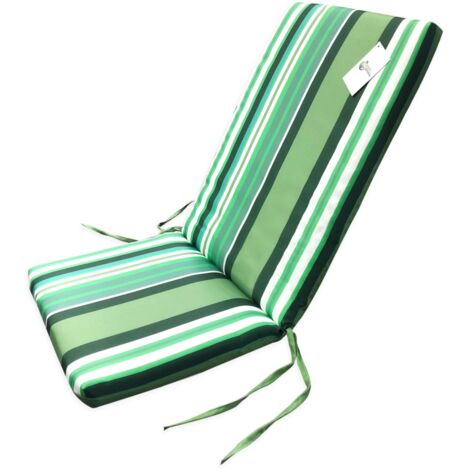 cuscino per sedia da esterno con schienale e fantasia a righe verde, 35+55x40 cm