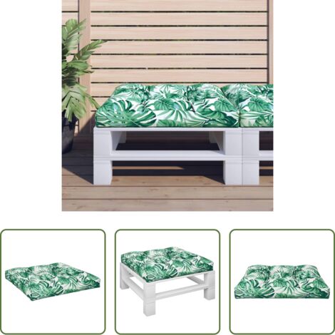 Cuscino per sedia da giardino -  Cuscino per Pallet Motivo a Foglie 70x70x12 cm