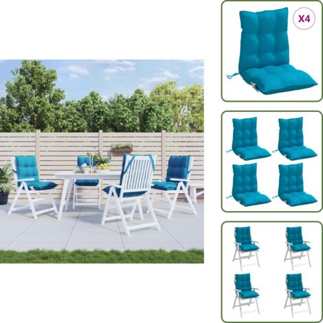 Cuscino per sedia da patio - vidaXL Cuscini Sedia Schienale Basso 4 pz Azzurro in Tessuto Oxford - Cuscino per sedia da casa