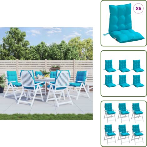 Cuscino per sedia da patio - vidaXL Cuscini Sedia Schienale Basso 6 pz Turchese in Tessuto Oxford - Cuscino per sedia da ufficio
