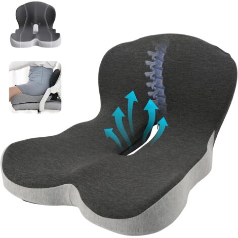 Cuscino per sedia lombare, cuscino per sedile ortopedico con schienale, ergonomico, adatto per sedie da ufficio e seggiolini auto, memory foam