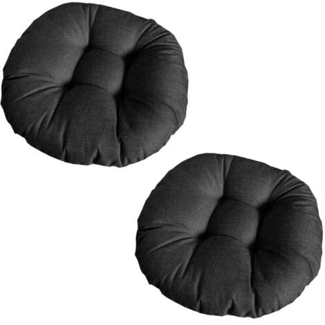 Cuscino per sedia rotondo spesso, set di 2 cuscini per sedia in lino Tatami, comodi e traspiranti, per interni ed esterni, giardino e patio (nero, 40x40x9 cm)