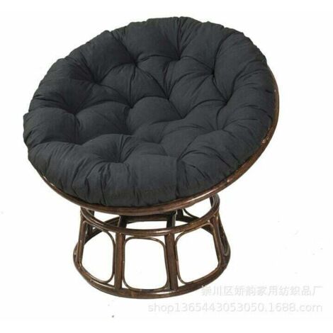 Cuscino per sedia sospesa, nero, 100 cm x 100 cm, cuscino a nido d'uccello, cuscino rotondo in rattan