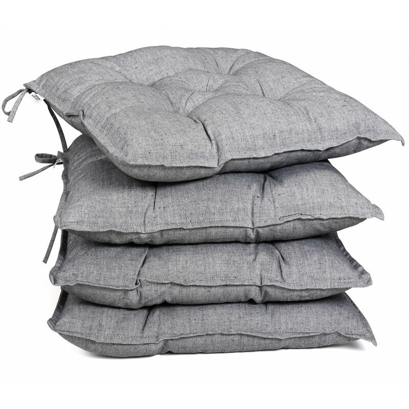 Cuscino per Sedie 40x40x8cm Viscoelastico Detex Set 4 Cuscini Sedie Cuscino imbottito Cuscini Indoor Outdoor Traspirante Grey mottled (en)