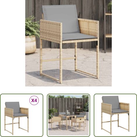 Cuscino per sedie -  Sedie da Giardino con Cuscini 4 pz Beige Misto in Polyrattan