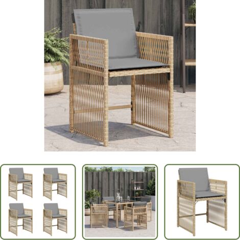 Cuscino per sedie -  Sedie da Giardino con Cuscini 4 pz Beige Misto in Polyrattan