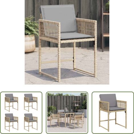 Cuscino per sedie -  Sedie da Giardino con Cuscini 4 pz Beige Misto in Polyrattan