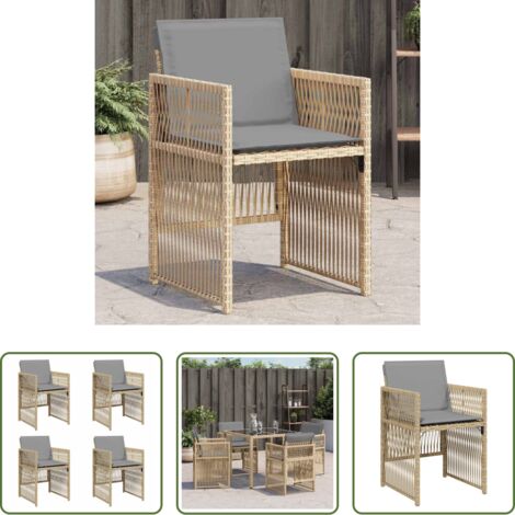 Cuscino per sedie -  Sedie da Giardino con Cuscini 4 pz Beige Misto in Polyrattan