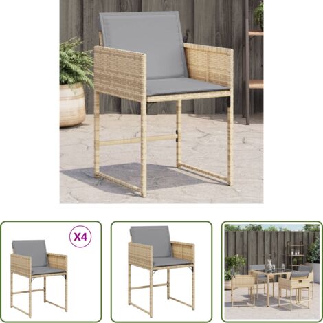 Cuscino per sedie -  Sedie da Giardino con Cuscini 4 pz Beige Misto in Polyrattan