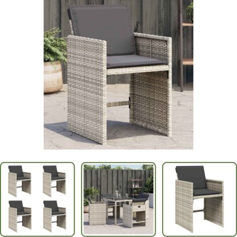 Cuscino per sedie -  Sedie da Giardino con Cuscini 4 pz Grigio Chiaro in Polyrattan
