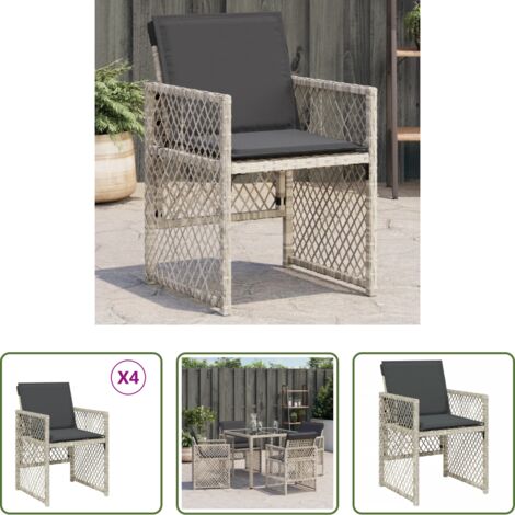 Cuscino per sedie -  Sedie da Giardino con Cuscini 4 pz Grigio Chiaro in Polyrattan