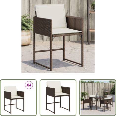 Cuscino per sedie -  Sedie da Giardino con Cuscini 4 pz Marroni in Polyrattan