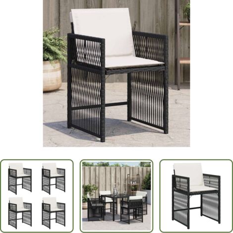 Cuscino per sedie -  Sedie da Giardino con Cuscini 4 pz Nere in Polyrattan