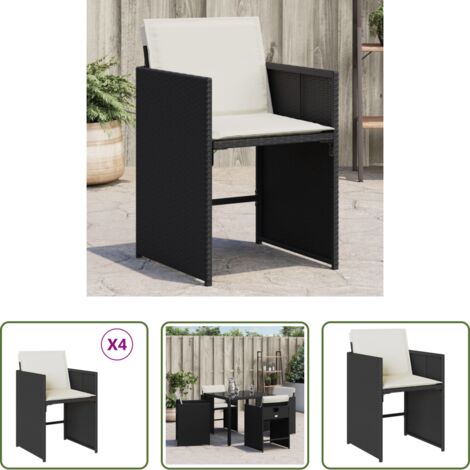 Cuscino per sedie -  Sedie da Giardino con Cuscini 4 pz Nere in Polyrattan