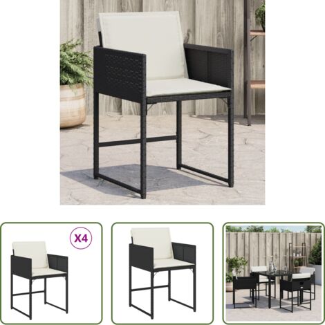 Cuscino per sedie -  Sedie da Giardino con Cuscini 4 pz Nere in Polyrattan
