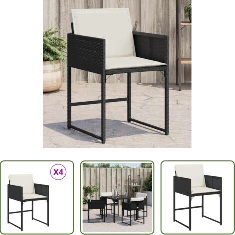Cuscino per sedie -  Sedie da Giardino con Cuscini 4 pz Nere in Polyrattan