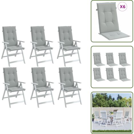 Cuscino per sedie - vidaXL Cuscini Sedia Schiena Alta 6 Grigio Mélange 120x50x4 Tessuto - Cuscino da giardino