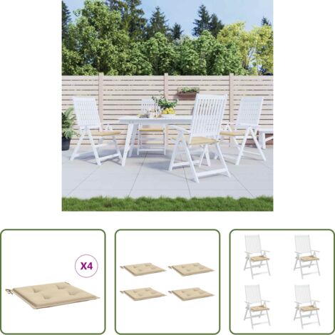Cuscino per sedile -  Cuscini per Sedia 2 pz Beige 50x50x4 cm in Tessuto Oxfor4