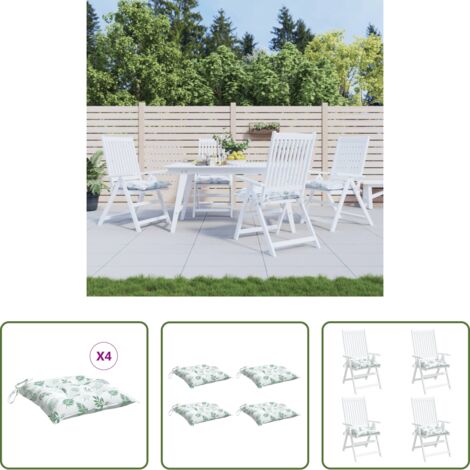 Cuscino per sedile -  Cuscini per Sedia 4pz Motivo a Foglie 50x50x7 cm Tessuto Oxford