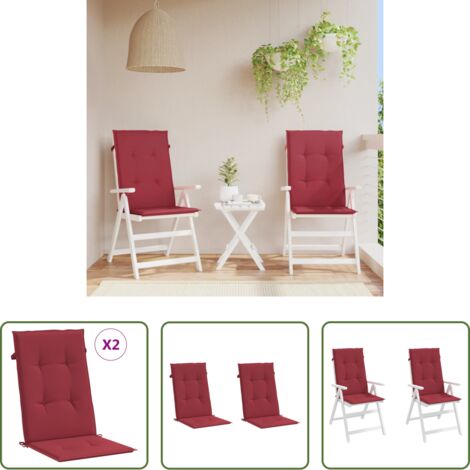Cuscino per sedile -  Cuscini per Sedie 2 pz Rosso Vino 120x50x3 cm in Tessuto