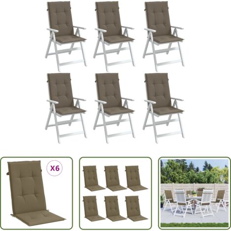 Cuscino per sedile -  Cuscini Sedia Schiena Alta 6 Tortora Mélange 120x50x4 Tessuto